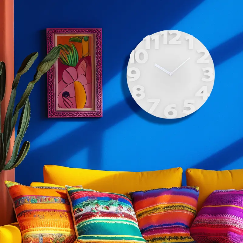 Reloj Moderno Con Relieve Para Pared, Color Blanco 1