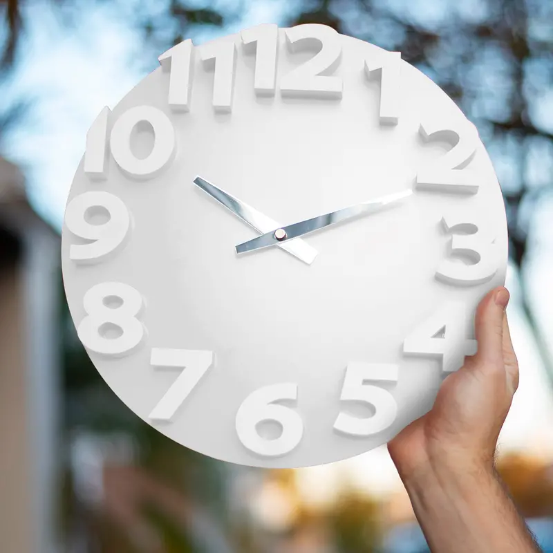 Reloj Moderno Con Relieve Para Pared, Color Blanco 2