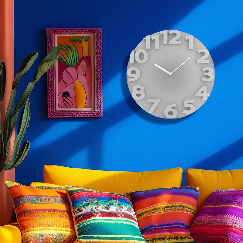 Reloj Moderno Con Relieve Para Pared, Color Gris 1