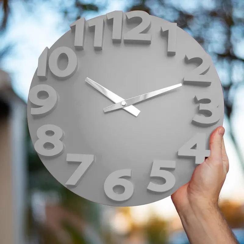 Reloj Moderno Con Relieve Para Pared, Color Gris 2
