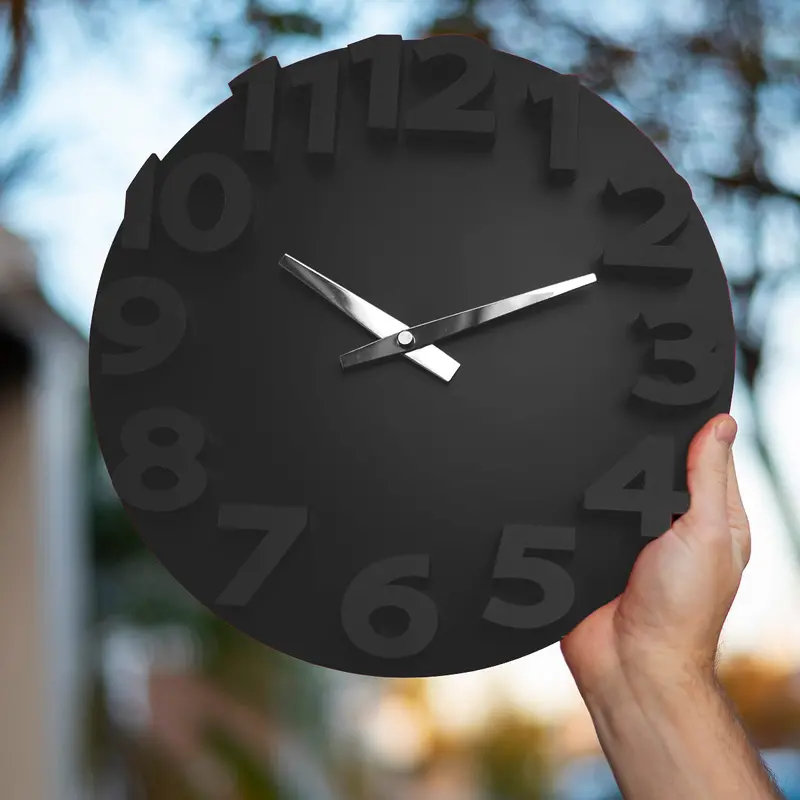 Reloj Moderno Con Relieve Para Pared, Color Negro 2