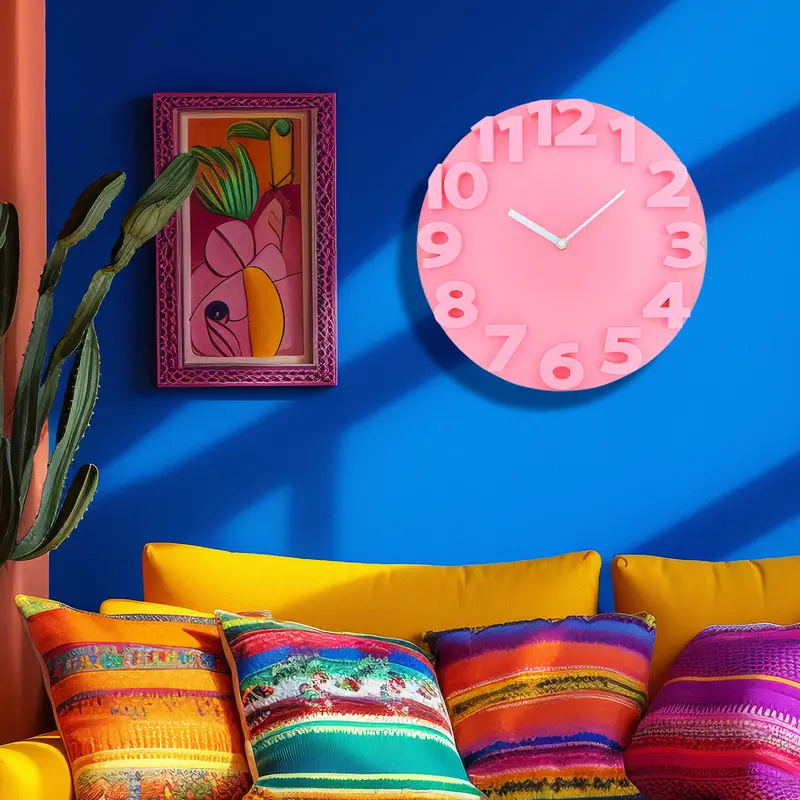 Reloj Moderno Con Relieve Para Pared, Color Rosa 1