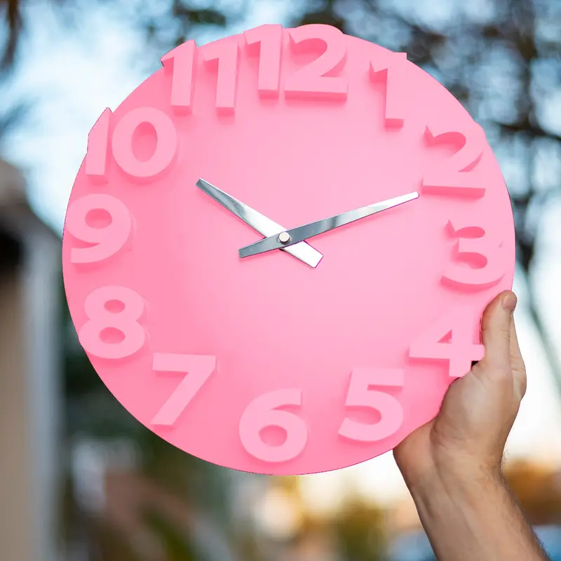 Reloj Moderno Con Relieve Para Pared, Color Rosa 2