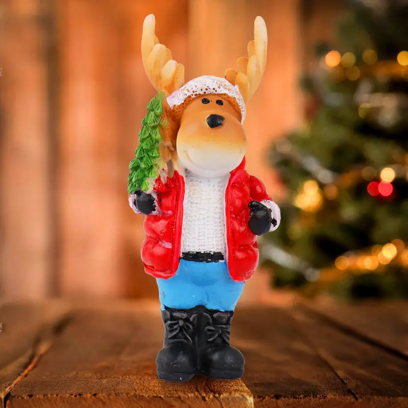 Reno Con Árbol, Figura Decorativa De Cerámica 1