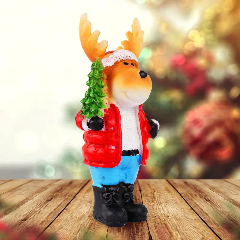 Reno Con Árbol, Figura Decorativa De Cerámica 2