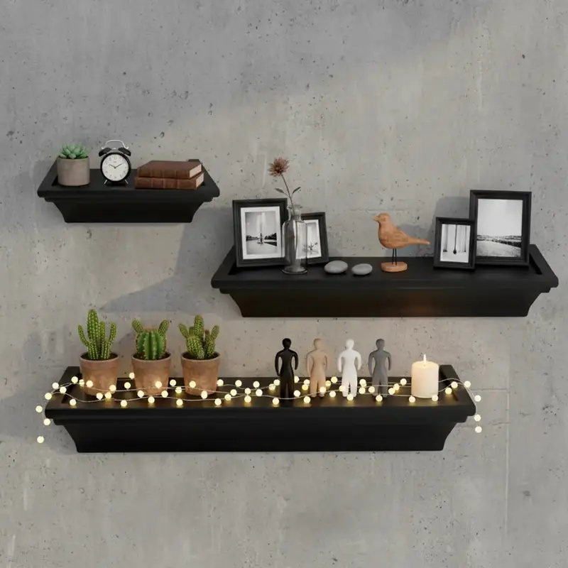 Repisa, 3 Pzas, Color Negro 1