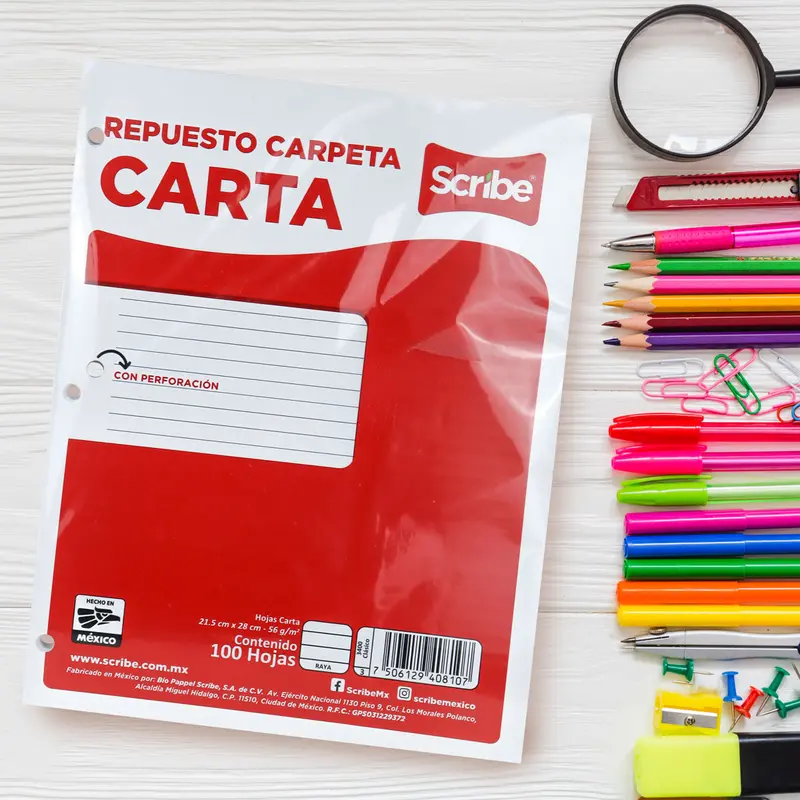 Repuestos Para Carpeta Tamaño Carta Scribe, 100 Hojas 1