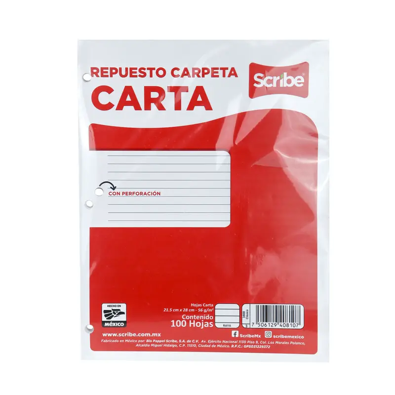 Repuestos Para Carpeta Tamaño Carta Scribe, 100 Hojas 2