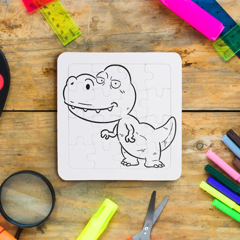 Rompecabezas De Dinosaurios Para Colorear, 8 Pzas 1