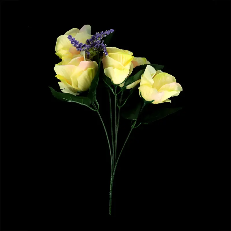 Rosas Artificiales Color Amarillo, Plantas Artificiales, Follaje 1