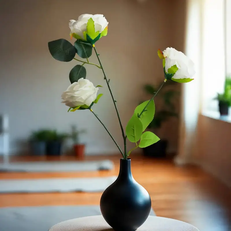 Rosas Artificiales, Color Blanco, 3 Pzas 1