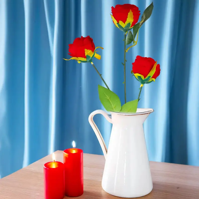 Rosas Artificiales, Color Rojo, 3 Pzas 2