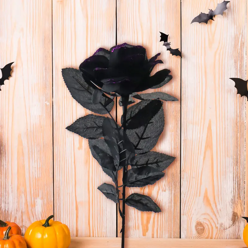 Rosas Artificiales Con Glitter, Color Morado, Halloween 2