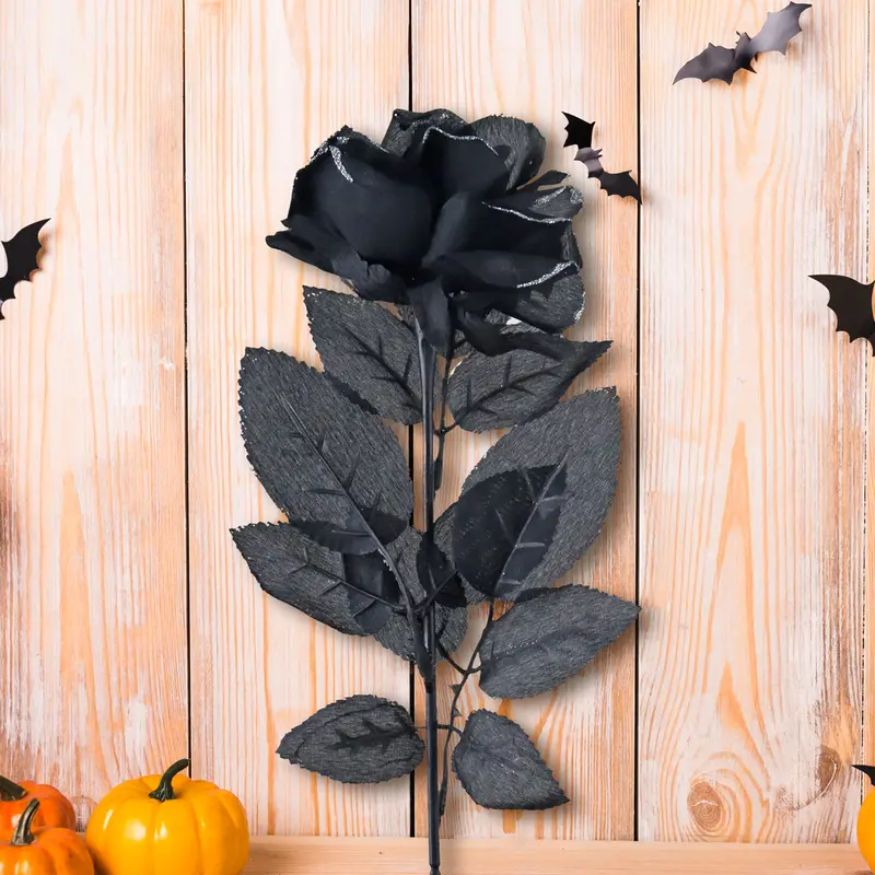 Rosas Artificiales Con Glitter, Color Plata, Halloween 2