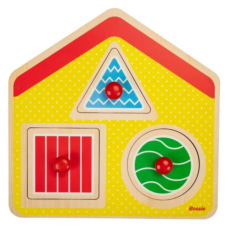 Rossie Wooden First Puzzle - Geometric House 1