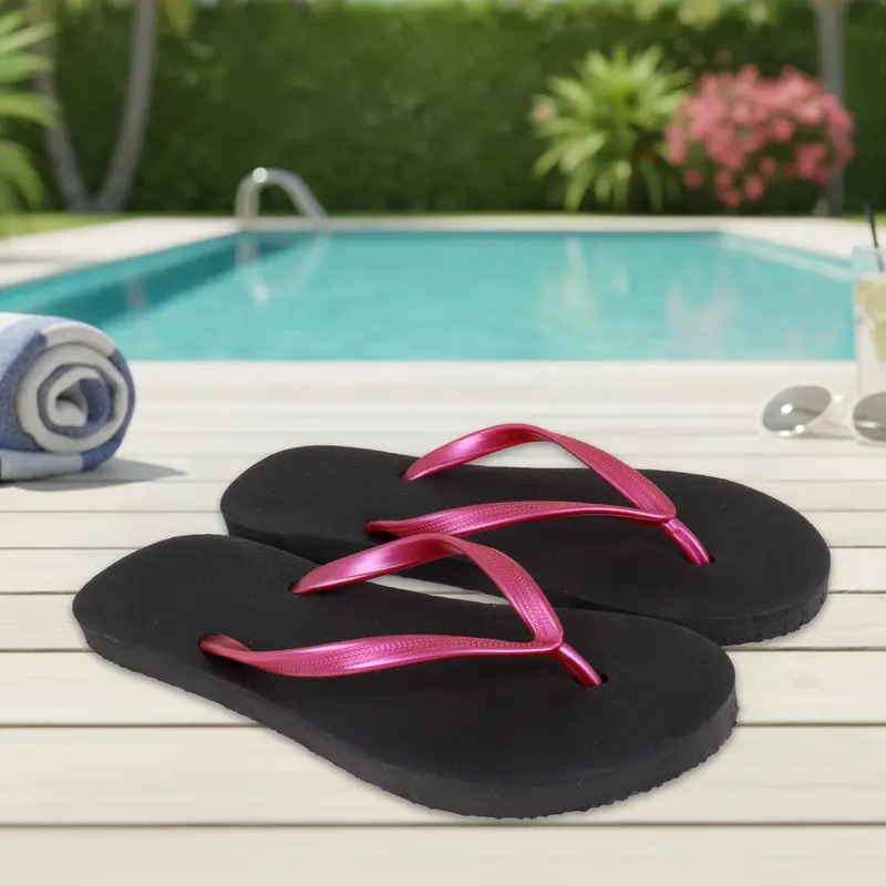 Sandalias, Color Negro Y Rosa 1
