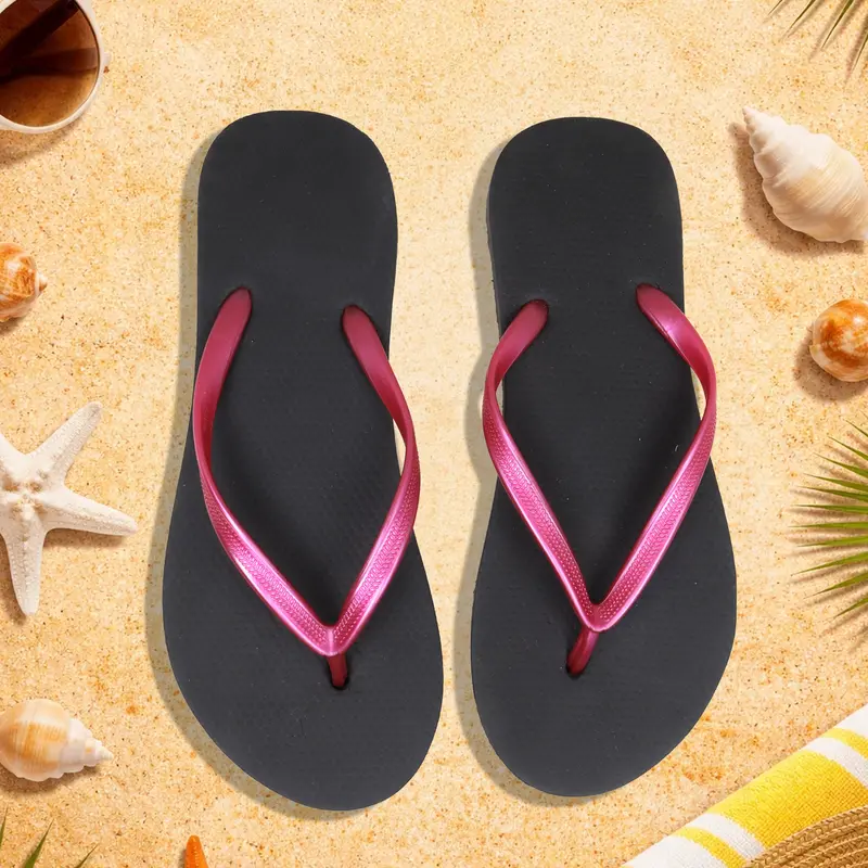 Sandalias, Color Negro Y Rosa 2
