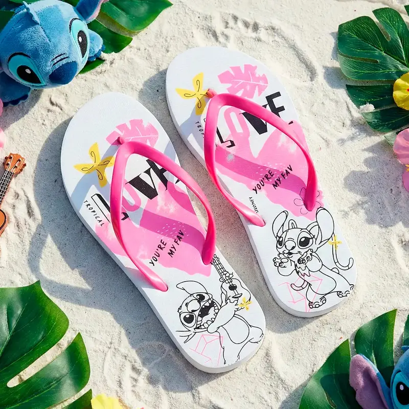 Sandalias, Color Rosa Y Blanco, Stitch 1