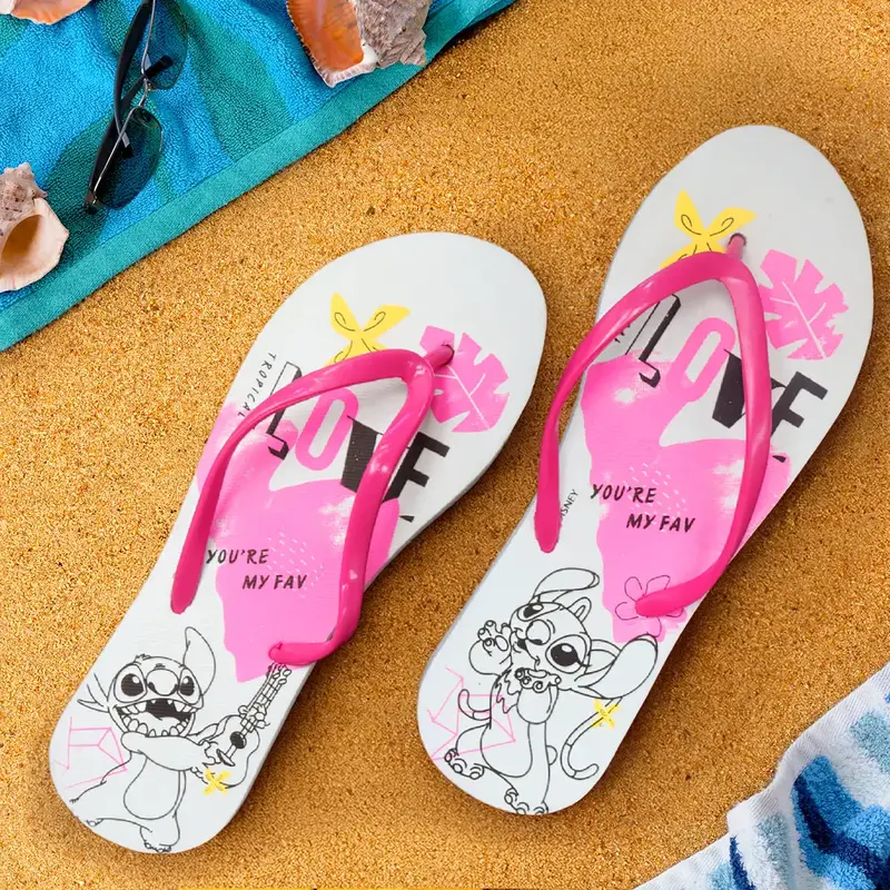 Sandalias, Color Rosa Y Blanco, Stitch 2