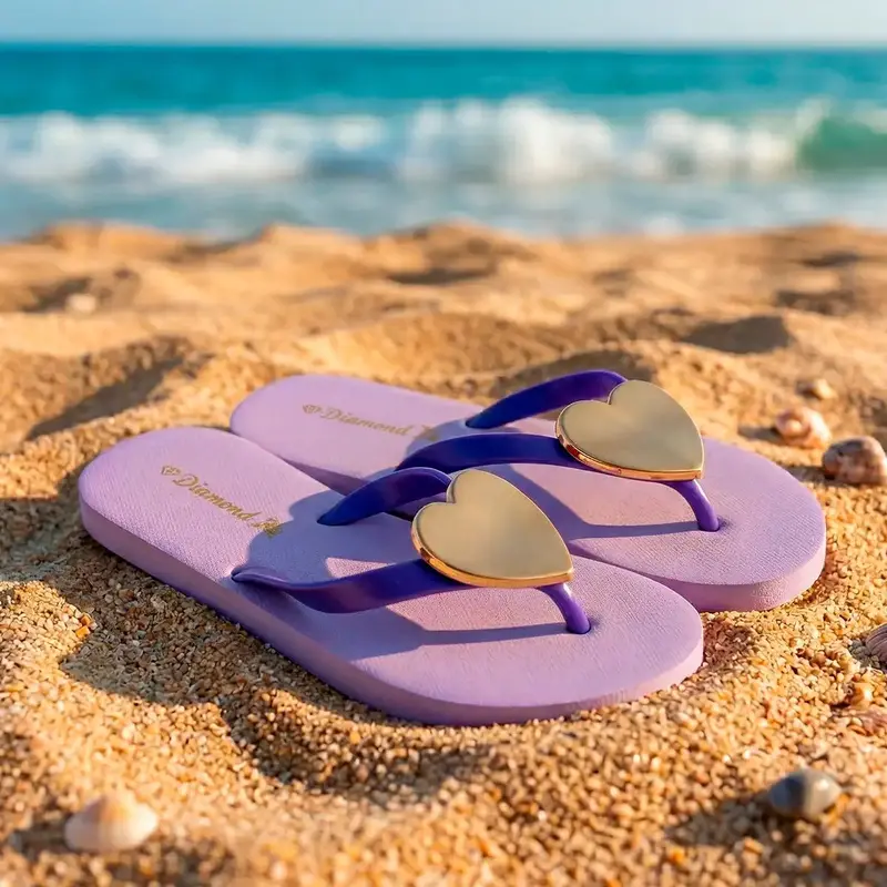 Sandalias Con Corazón, Color Morado 1