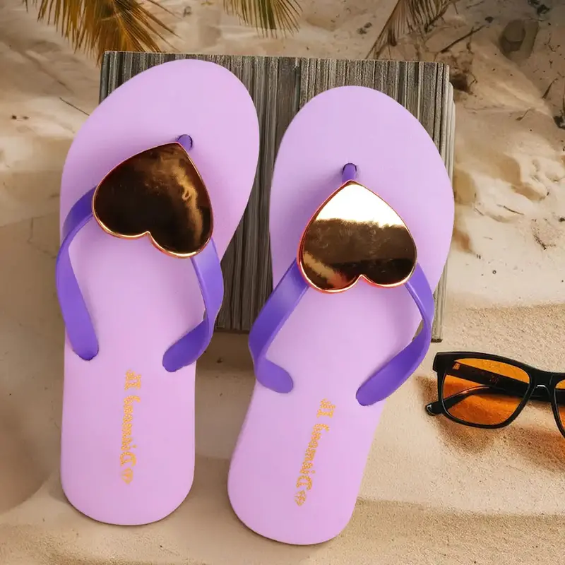 Sandalias Con Corazón, Color Morado 2