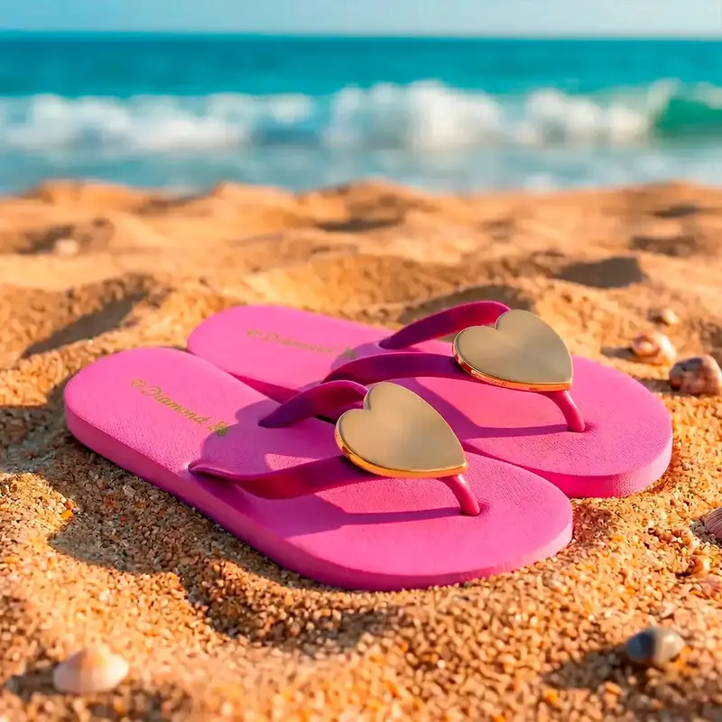 Sandalias Con Corazón, Color Rosa 1