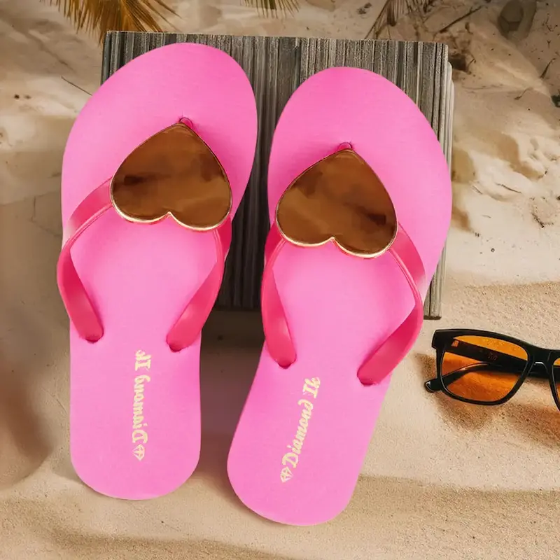 Sandalias Con Corazón, Color Rosa 2