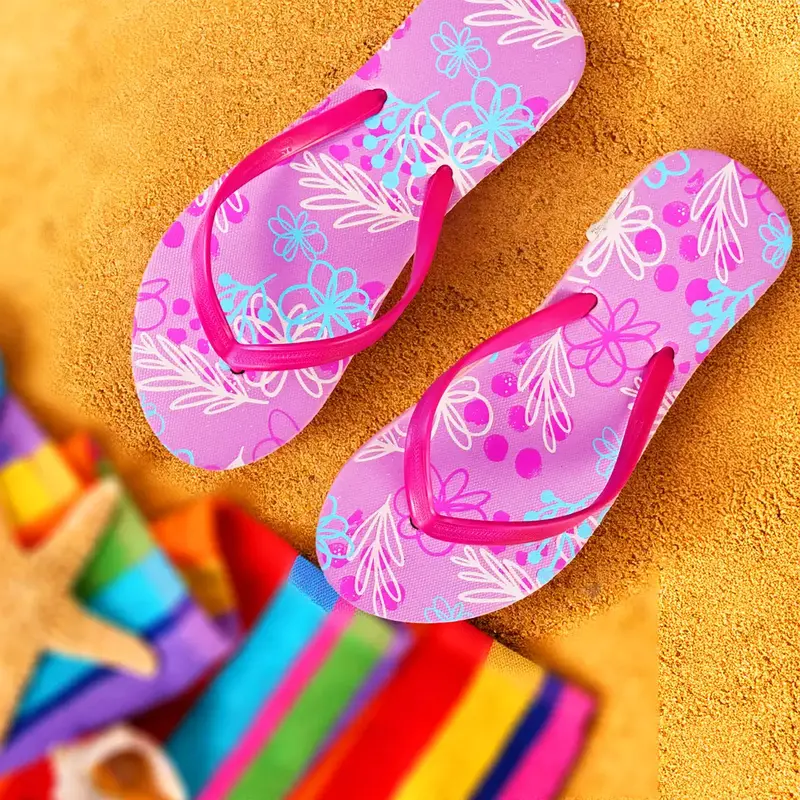 Sandalias, Diseño Flores, Color Morado 1