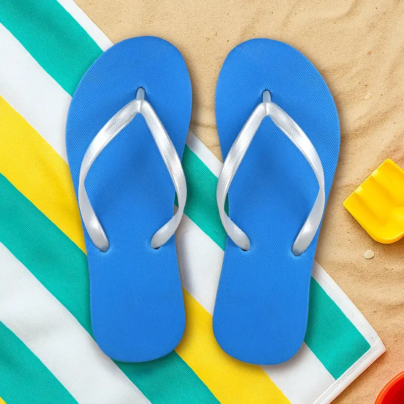 Sandalias, Para Dama, Color Azul Y Plata 1