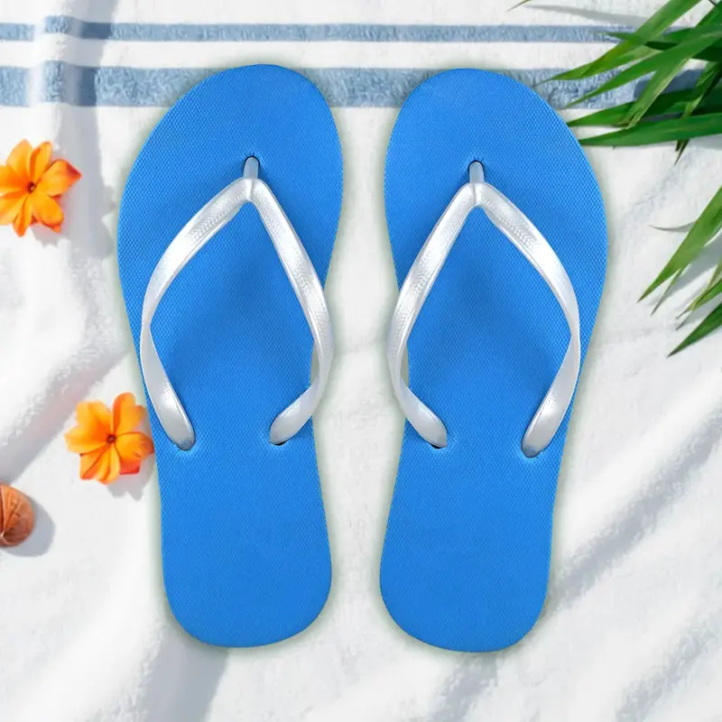 Sandalias, Para Dama, Color Azul Y Plata 2