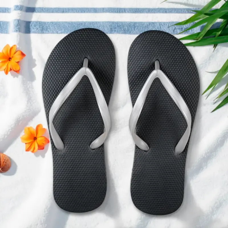 Sandalias, Para Dama, Color Negro Y Plata 2