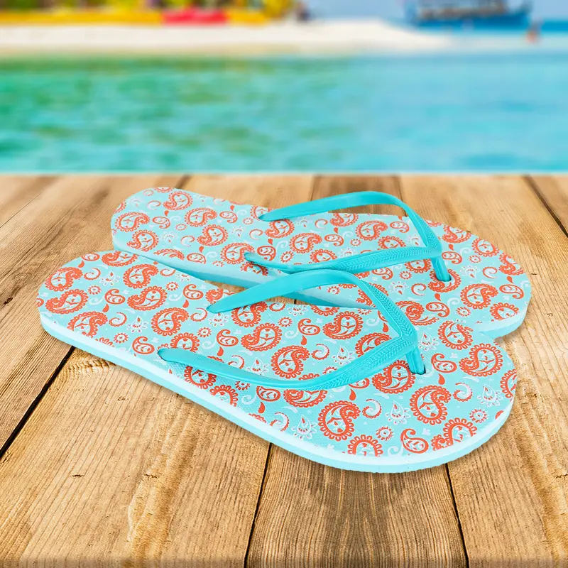 Sandalias Serigrafiadas Color Aqua Para Dama 1