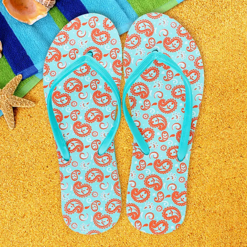 Sandalias Serigrafiadas Color Aqua Para Dama 2