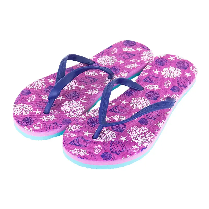 Sandalias Serigrafiadas Para Dama, Color Morado 2