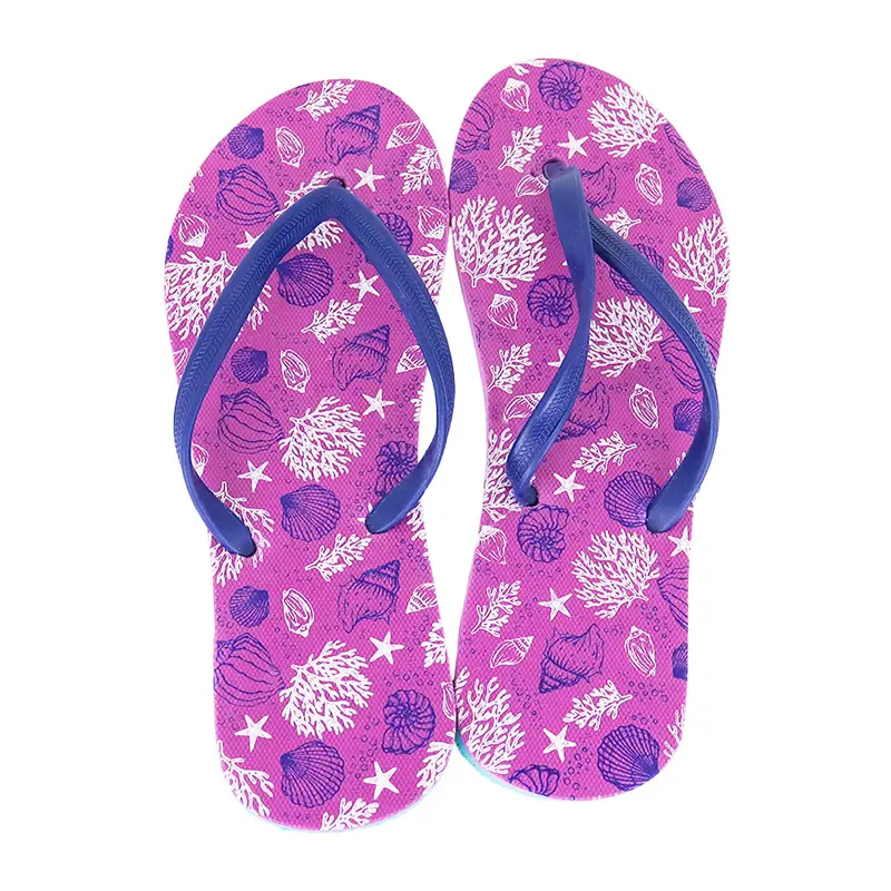 Sandalias Serigrafiadas Para Dama, Color Morado 4