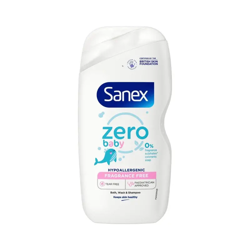 Sanex Baby Bath Foam And Shampoo Zero% Baby Frag Free 450Ml 1