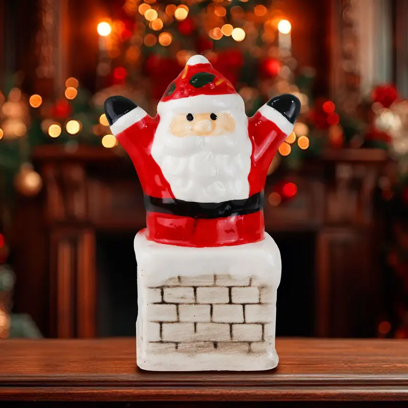 Santa Claus Chimenea, Figura Decorativa De Cerámica, Color Rojo 1