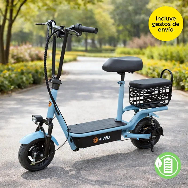 Scooter Eléctrico Con Asiento, Color Azul Claro 1