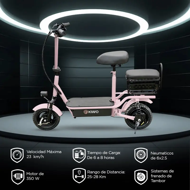 Scooter Eléctrico Con Asiento, Color Rosa 2