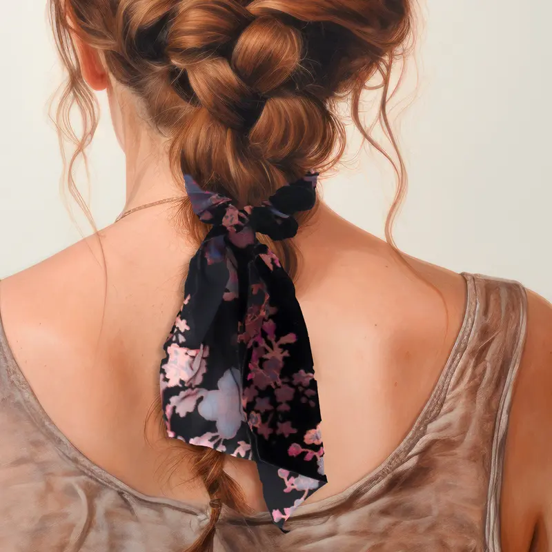 Scrunchie Color Negro Para El Cabello 1