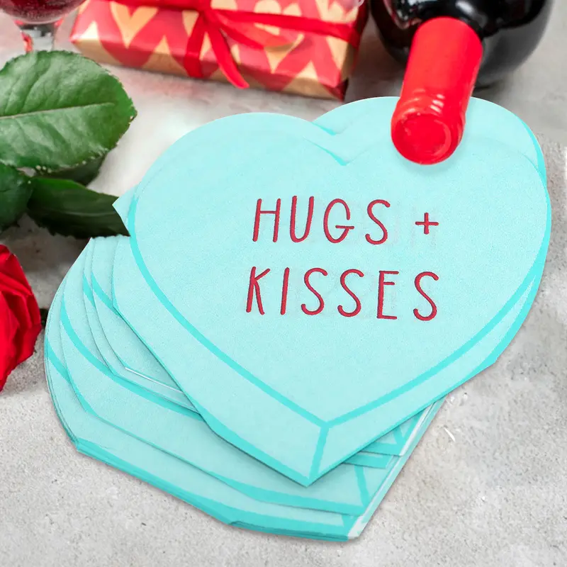Servilletas Desechables Con Diseño De Corazón, Kisses Color Aqua 2