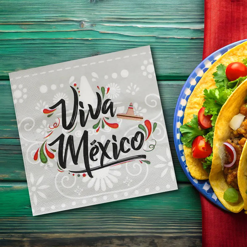 Servilletas Desechables Con Diseño De Fiestas Patrias, Viva México 1