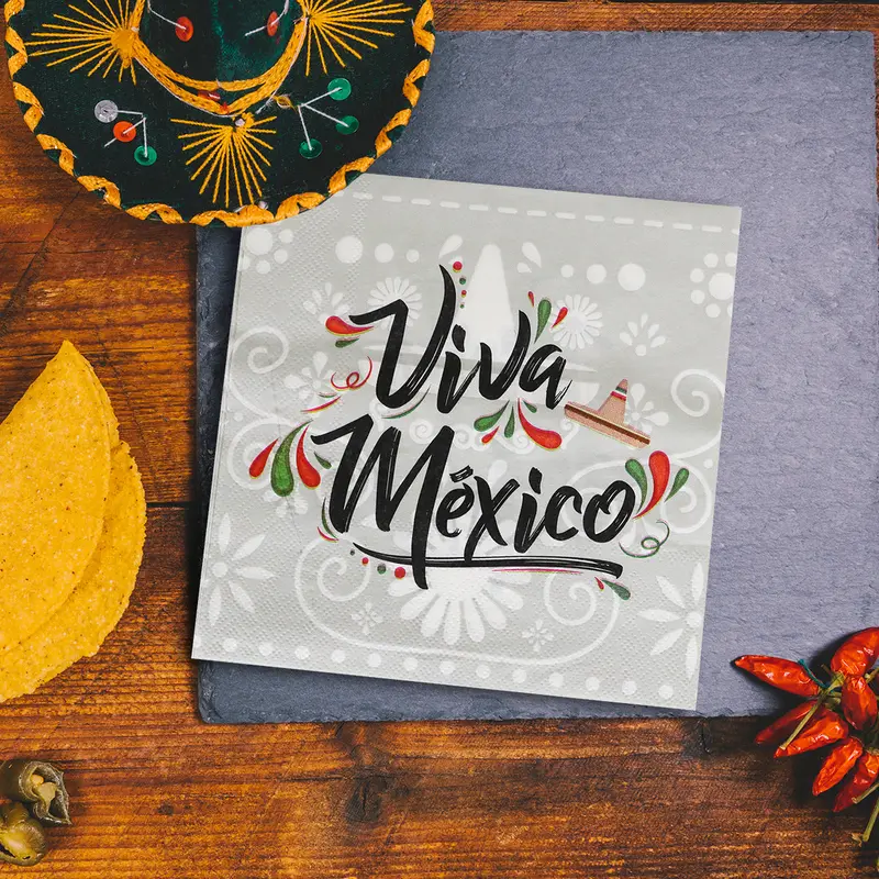 Servilletas Desechables Con Diseño De Fiestas Patrias, Viva México 2
