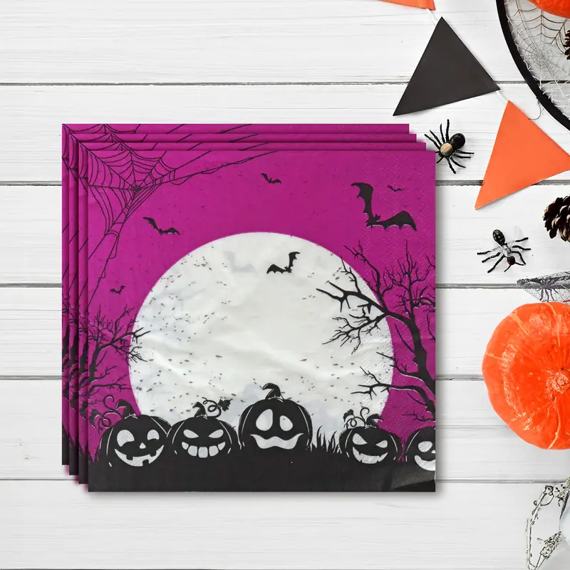 Servilletas Desechables Para Fiesta De Halloween, Color Morado 2
