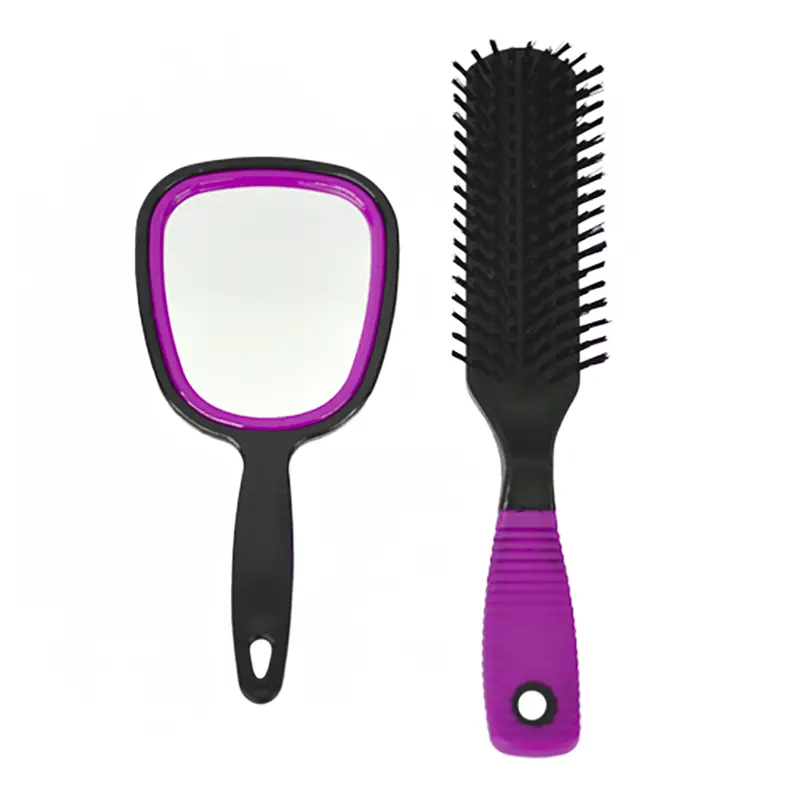 Set Cepillo Cuadrado Con Espejo Morado 1