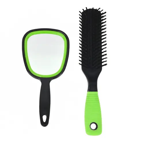 Set Cepillo Cuadrado Con Espejo Verde 1