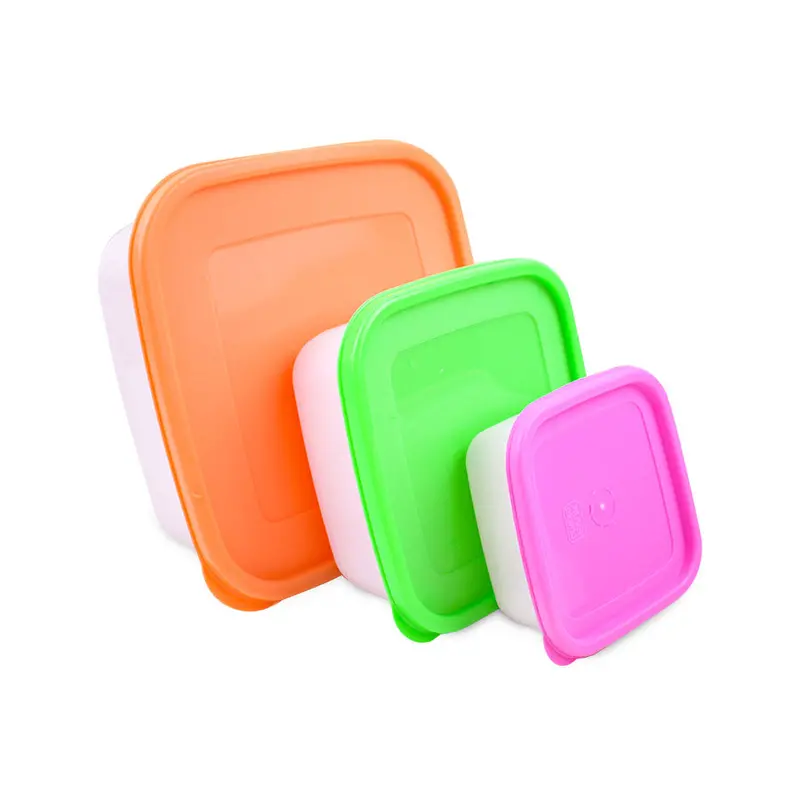Set Con 3 Herméticos Cuadrados Arcoiris: 450Ml, 1.2L,  2.75L 1