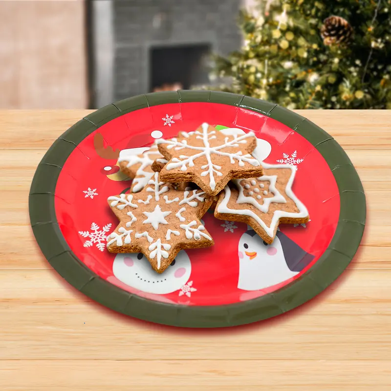 Set De 10 Platos De Cartón "Merry Christmas" 1
