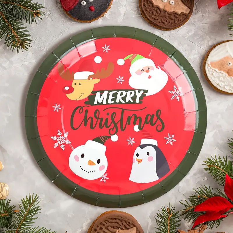 Set De 10 Platos De Cartón "Merry Christmas" 2