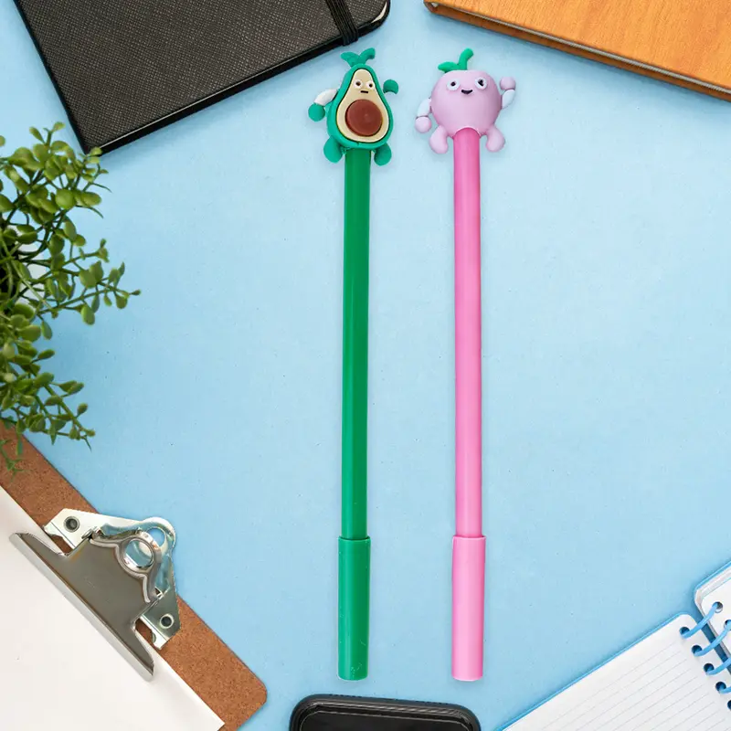 Set De 2 Bolígrafos Con Diseño De Frutas, Color Verde Y Rosa 1